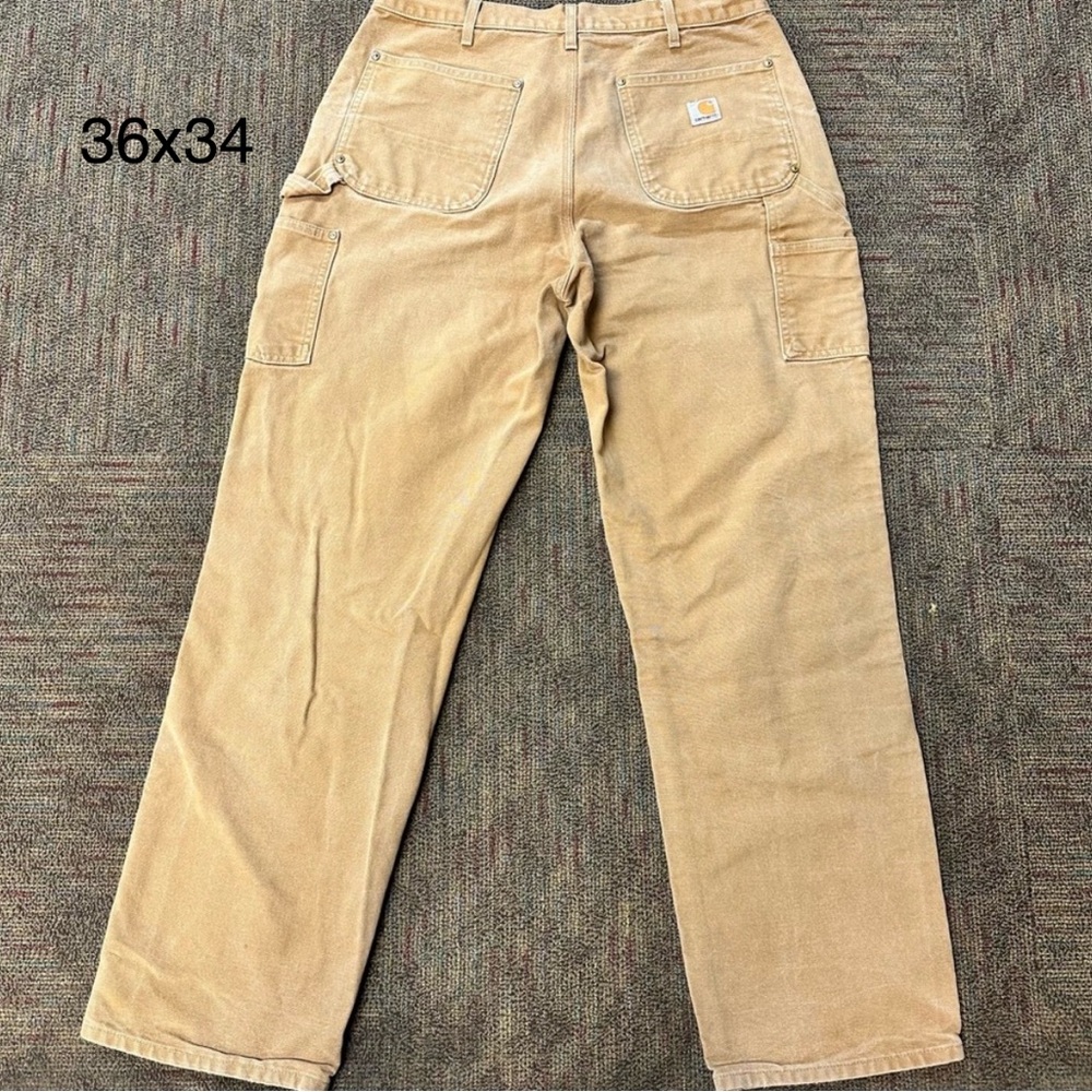 Carhartt Men's Khaki Cargo Pants, Double Knee, Made In USA